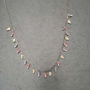 Dark silver tone dangling bead necklace 26-32"